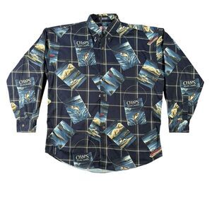 Chaps Ralph Lauren Large Blue Fish Long Sleeve Button Down Men's‎ Shirt